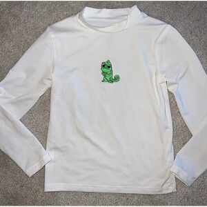 Pascal from Tangled patch ironed to cat & Jack rashguard size 6/7